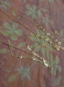 2 Gold Plated Necklace Set With Pretty Earings