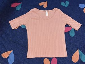 Peach Ribbed Top