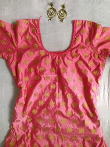 Handstitched Pink Kurta made by Saree✨️