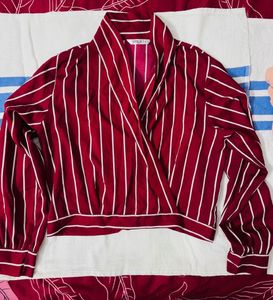 Chic Striped V-Neck Blouse