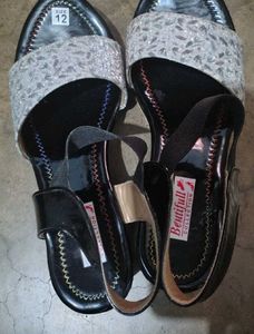 Sparkling Silver & Black Sandals