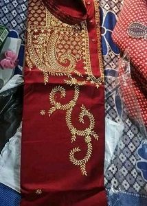 Red Embroidered Panjabi For Mens