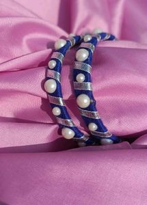 Blue Striped Pearl Bangles