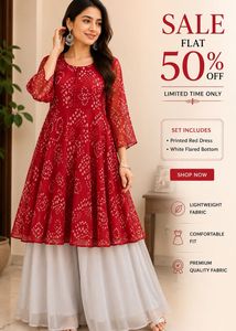 Red Bandhani Print Kurta