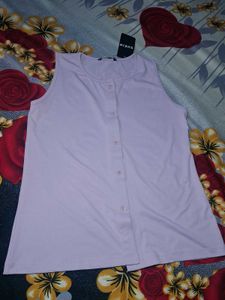 Lavender Sleeveless Button-Up Top