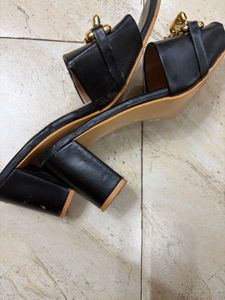 Chic Black Chain Detail Heeled Sandals