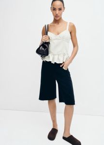 Ruffle Strap Denim Top