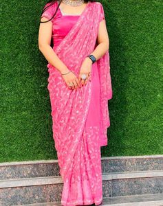 Pink Floral Saree