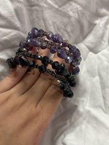 Combo Set of 2 Beaded Bracelets with necklace