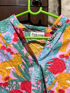 Vibrant Floral Print Button-Up Top