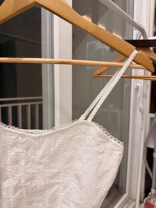 White Eyelet Lace Crop Top