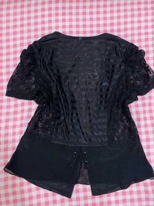Elegant Black Sheer Lace Cover Up