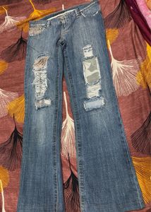 Ripped Wide Leg Denim Jeans👀❤️