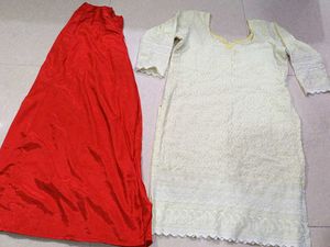 Vibrant Red Ethnic Skirt