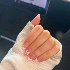 Pink Bow French Tip Press-On Nails