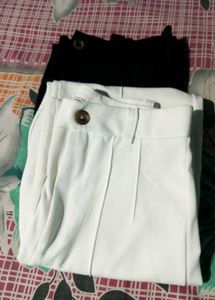 Straight White &amp; Black Trousers