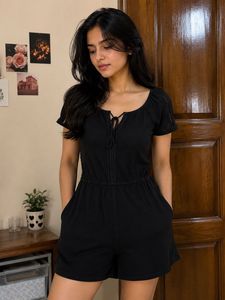 Black Cold Shoulder Romper