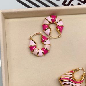 Chic Pink &amp; White Striped Hoop Earrings