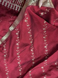 Maroon Embroidered Kurta Set with Pants