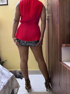 Chic Red Sleeveless wrap top