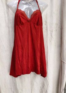 I. Women's Red Lace Trim Nightgown