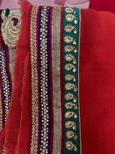 Red saree with beautiful zardozi work n heavy wor