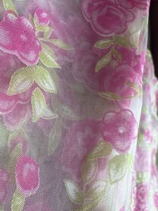Pink Floral Organza Fabric