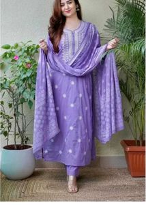 Beautiful Lavender Chikankari Kurta Set with Dupat
