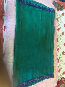 Teal Green Saree With Navy Blue Blouse