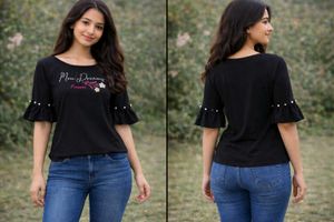 Stylish Black Ruffle Sleeve Top