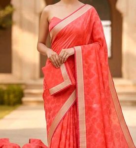 Brand New Red Saree with Golden Border