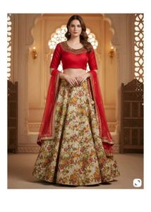 Floral Print Lehenga Choli Set