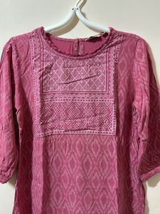 Pink Embroidered Tunic Dress