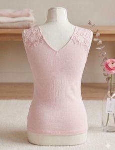 Pink Lace Trim V-Neck Camisole