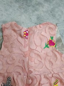 Adorable Pink Lace Dress with Butterfly Motifs