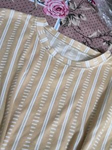 😴Beige Cozy Striped Co-ord Set / Night Suit ✨