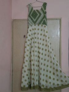 Long Fit And Flare Gown Made From Gorgettee Materi