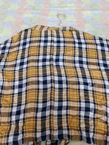 Plaid Tie-Front Blouse