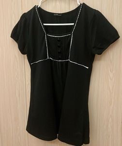 Korean Square Neck Top with Button Details