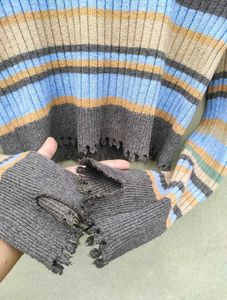 Striped Ribbed Cropped Sweater
