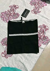 Black Lace Trim Tube Top