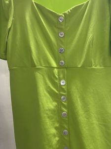 Neon Green Button-Up Midi Dress