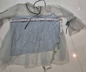 Sheer Tulle Kurta with Detailing