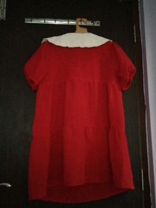 Selling Red Crepe Collar Dress From H&amp;M