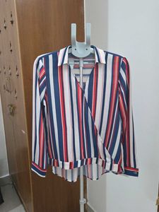LC Wakiki Striped Wrap Blouse