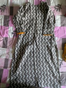 Ethnic Grey Zigzag Kurta Set