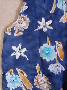 Blue Floral Tie-Front Crop Top