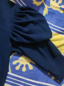 Navy Blue Puff Sleeve Top