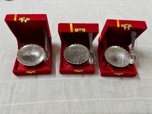 🆕 German Silver Bowl Set With Spoon-4