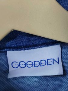 Blue Denim Track Jacket with White Stripes